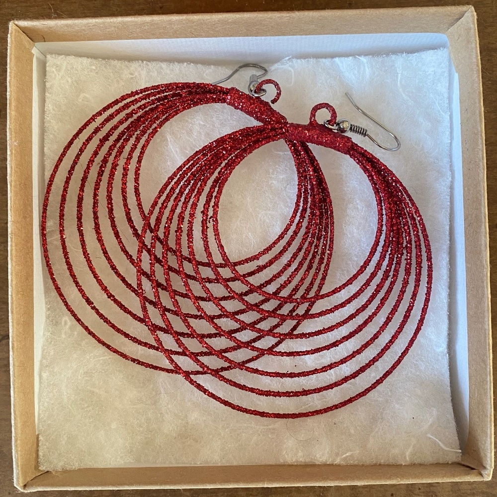 Sparkly Red Multi Layered Hoop Earrings